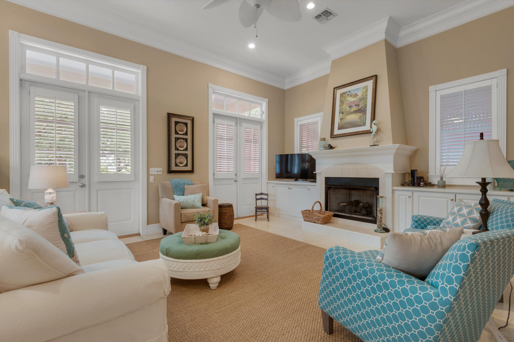 12 Place De La Fontaine Miramar Beach, FL 32550 - Photo 12 of 59 a living room with furniture and a fireplace
