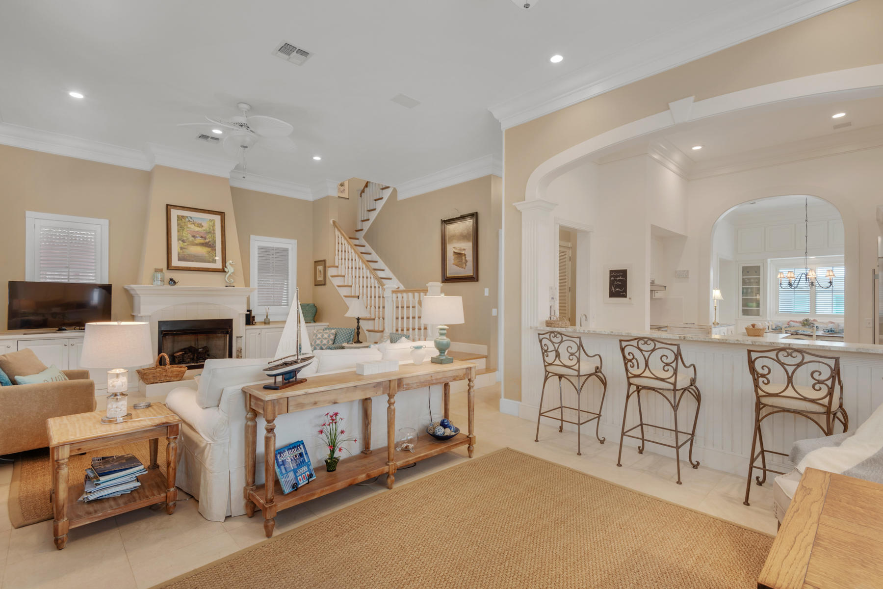 12 Place De La Fontaine Miramar Beach, FL 32550 - Photo 14 of 59 a living room with furniture and a fireplace