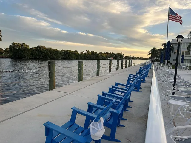 a view of deck and lake