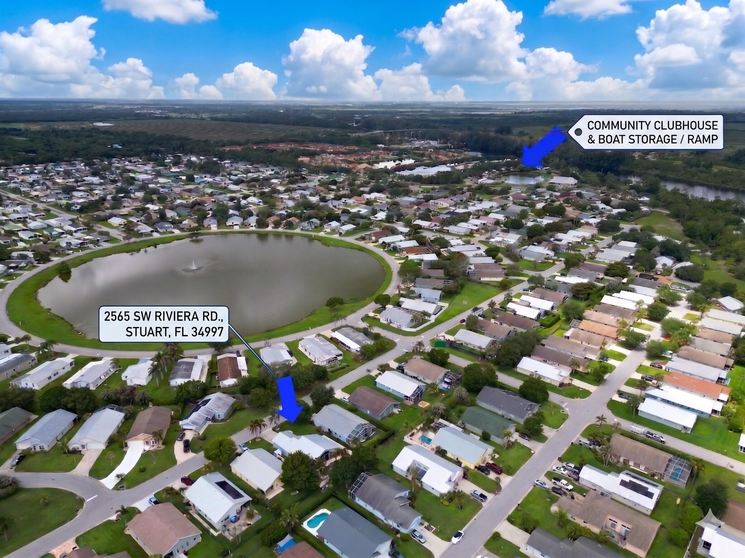 2565 Southwest Riviera Road Stuart, FL 34997 - Photo 22 of 22 Neighborhood aerial with labels & arrows