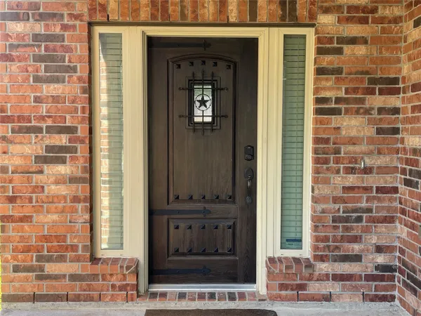 a view of a door with a window