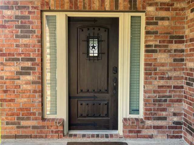 a view of a door with a window