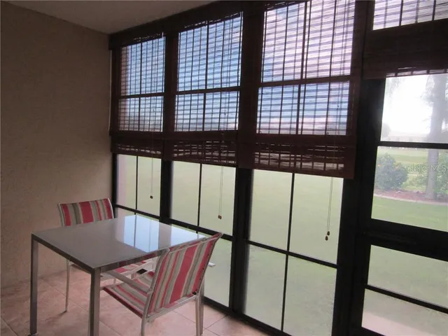 a view of a room with a window