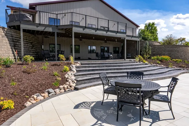 a view of a cafe with sitting area