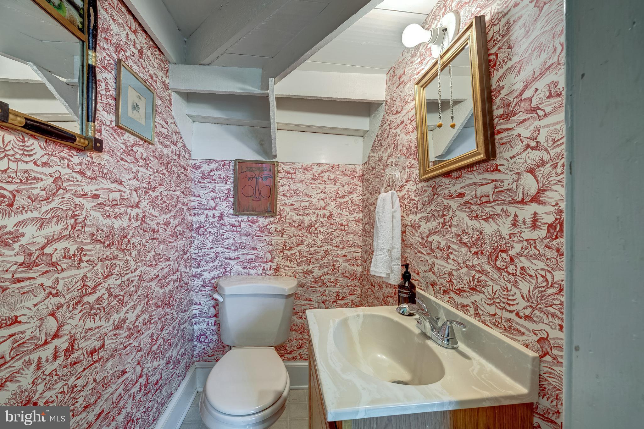 3707 Carrington Road Delaplane, VA 20144 - Photo 22 of 52 a bathroom with a toilet sink and mirror