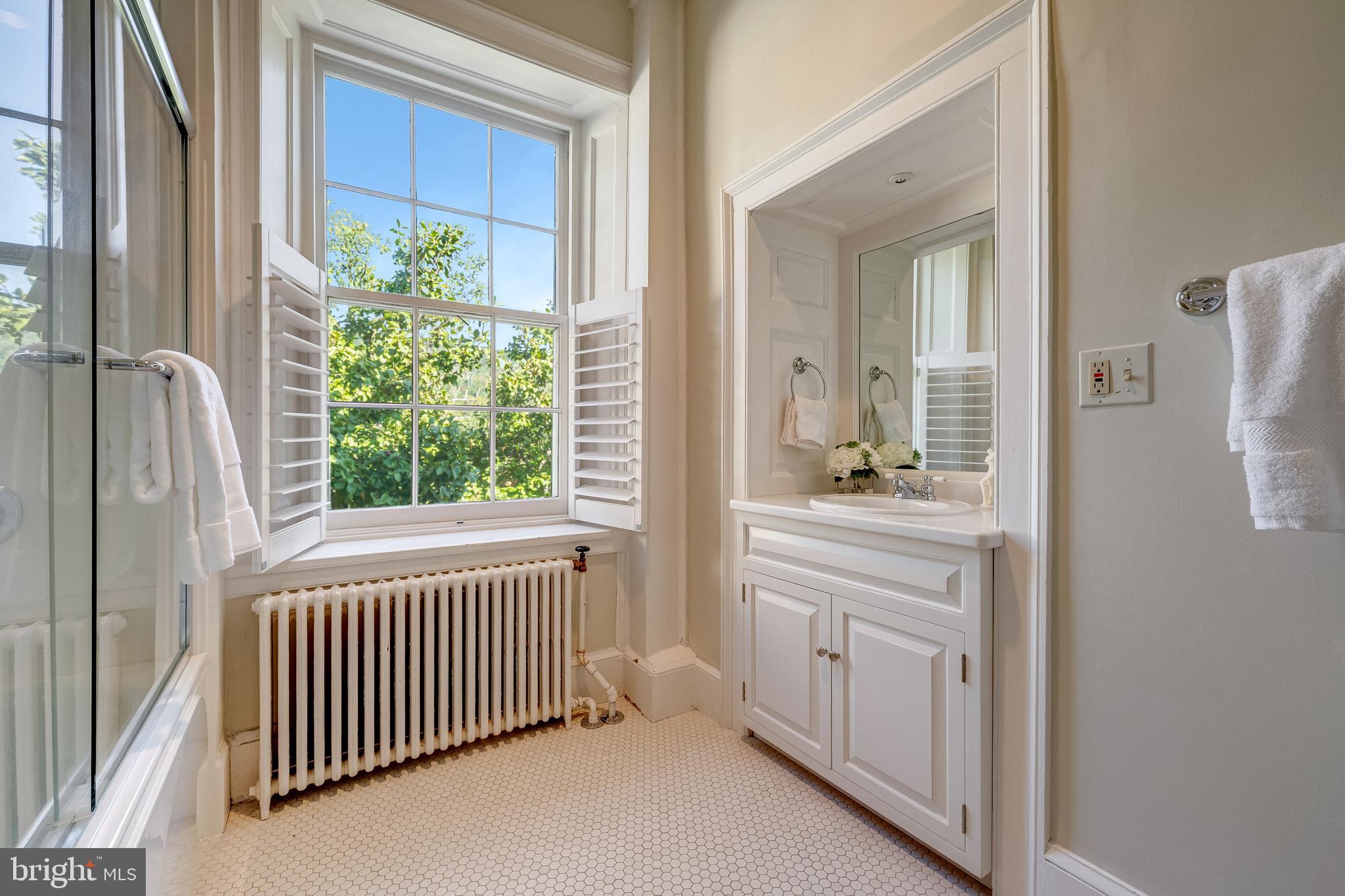 3707 Carrington Road Delaplane, VA 20144 - Photo 34 of 52 a en suite bathroom with a sink a mirror and next to a window