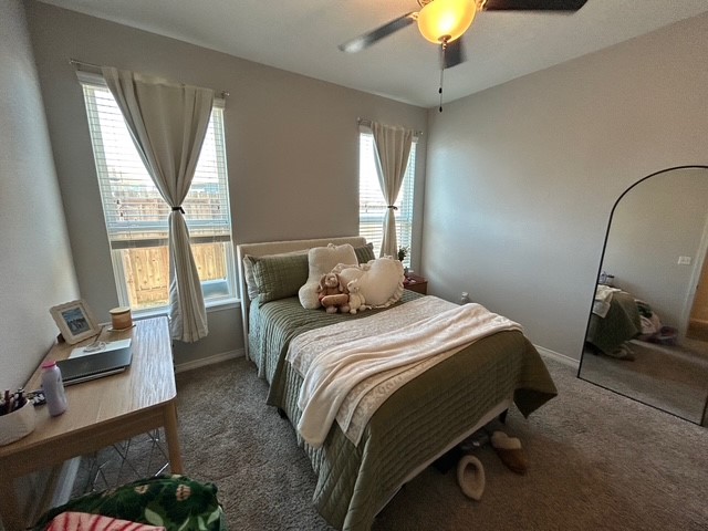 6942 Halter Loop College Station, TX 77845 - Photo 8 of 28 Carpeted bedroom with multiple windows and ceiling fan