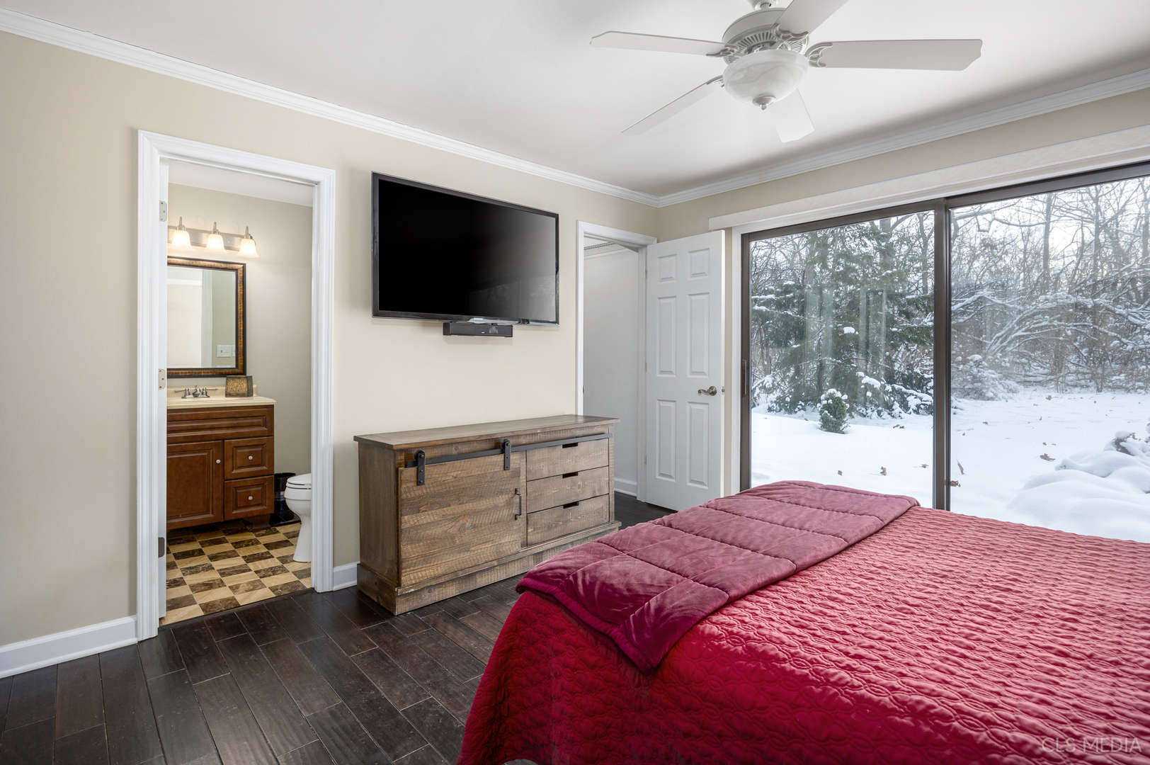 739 Old Barn Road Lake Barrington, IL 60010 - Photo 11 of 37 a bedroom with a bed and a flat screen tv