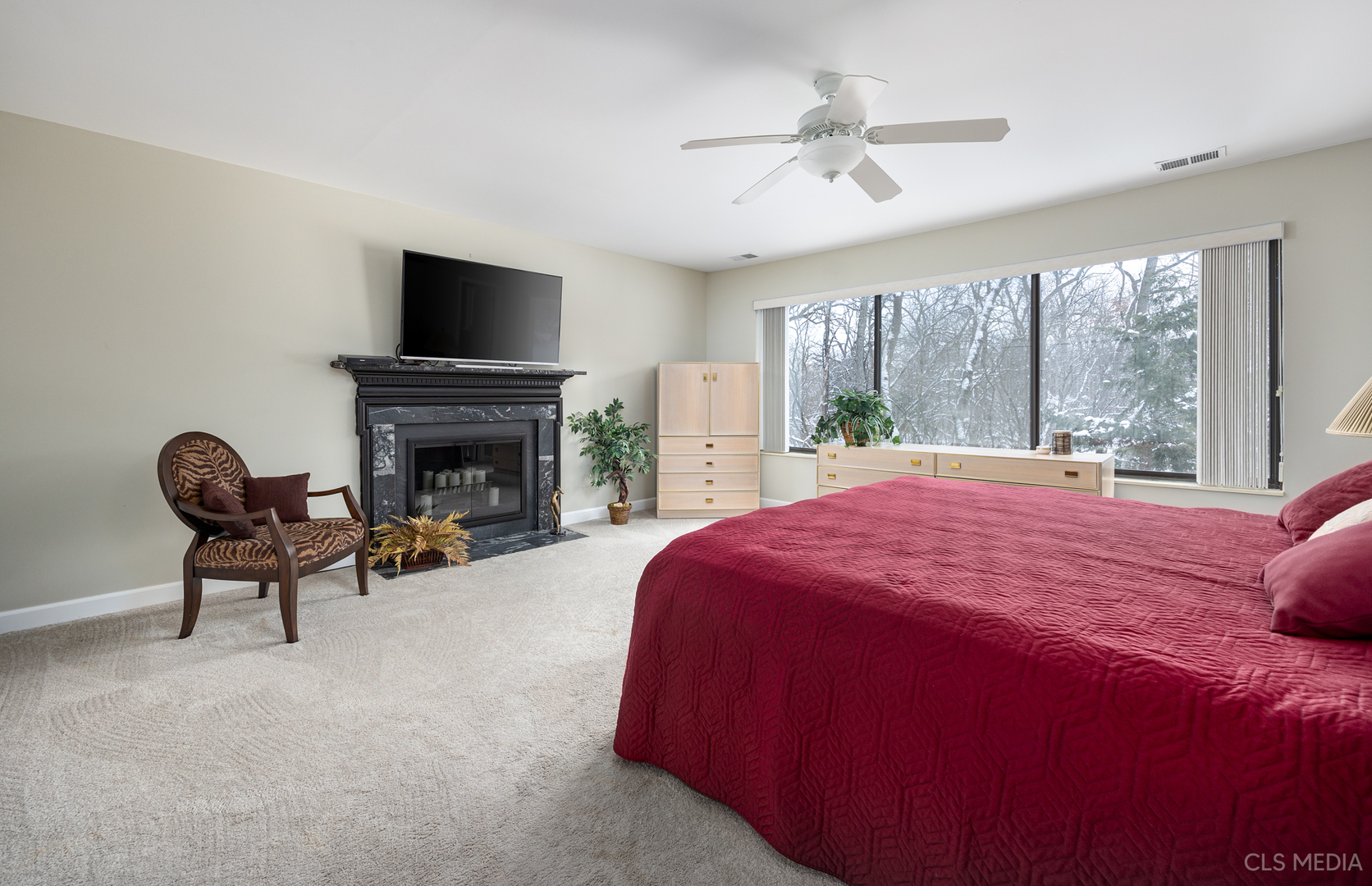 739 Old Barn Road Lake Barrington, IL 60010 - Photo 17 of 37 a bedroom with a bed and a fireplace