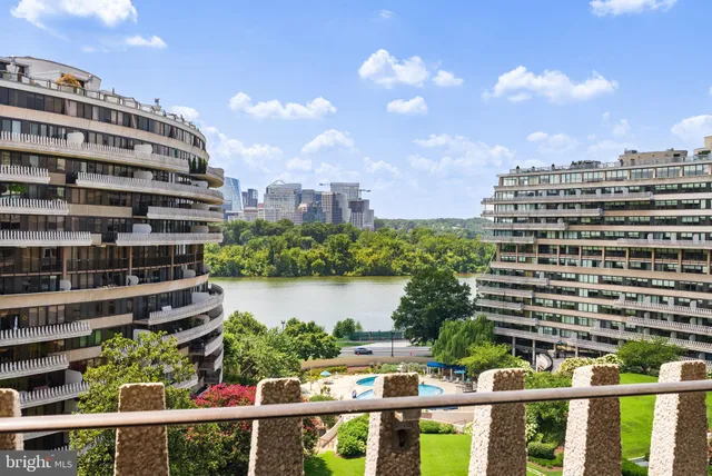 a view of a lake and a city