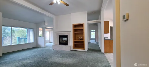 a view of a room with racks on the wall