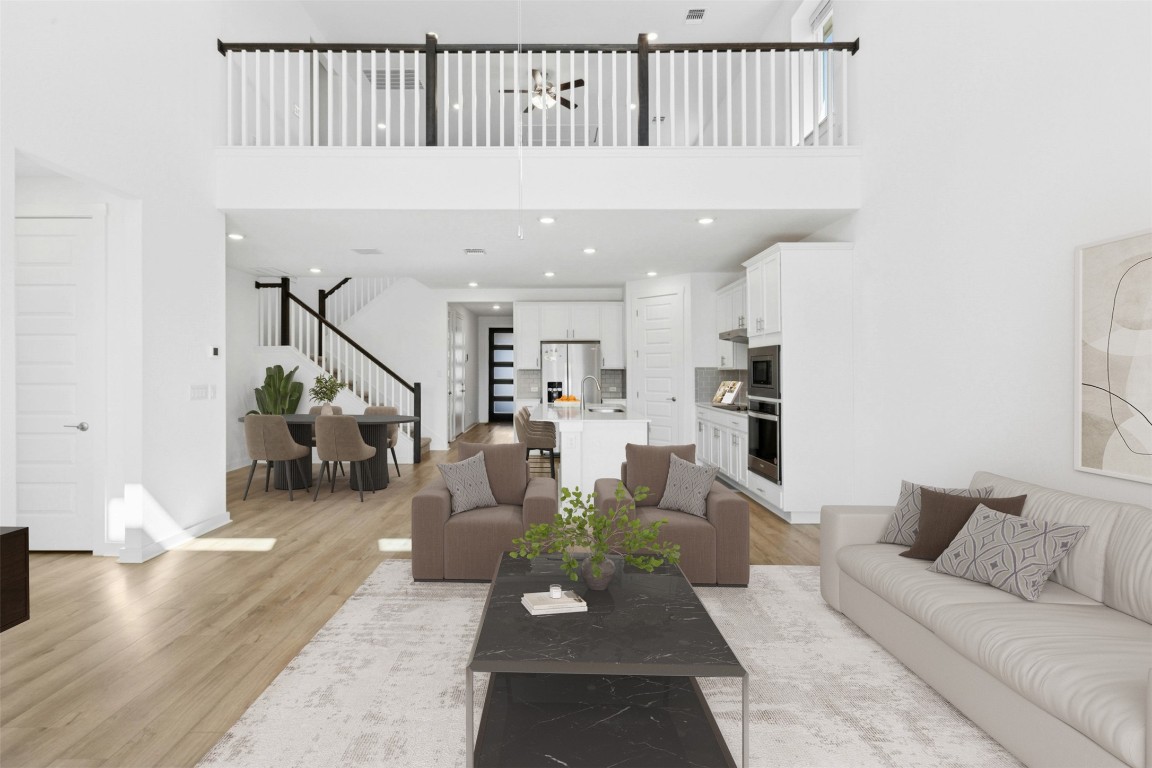 a living room with furniture