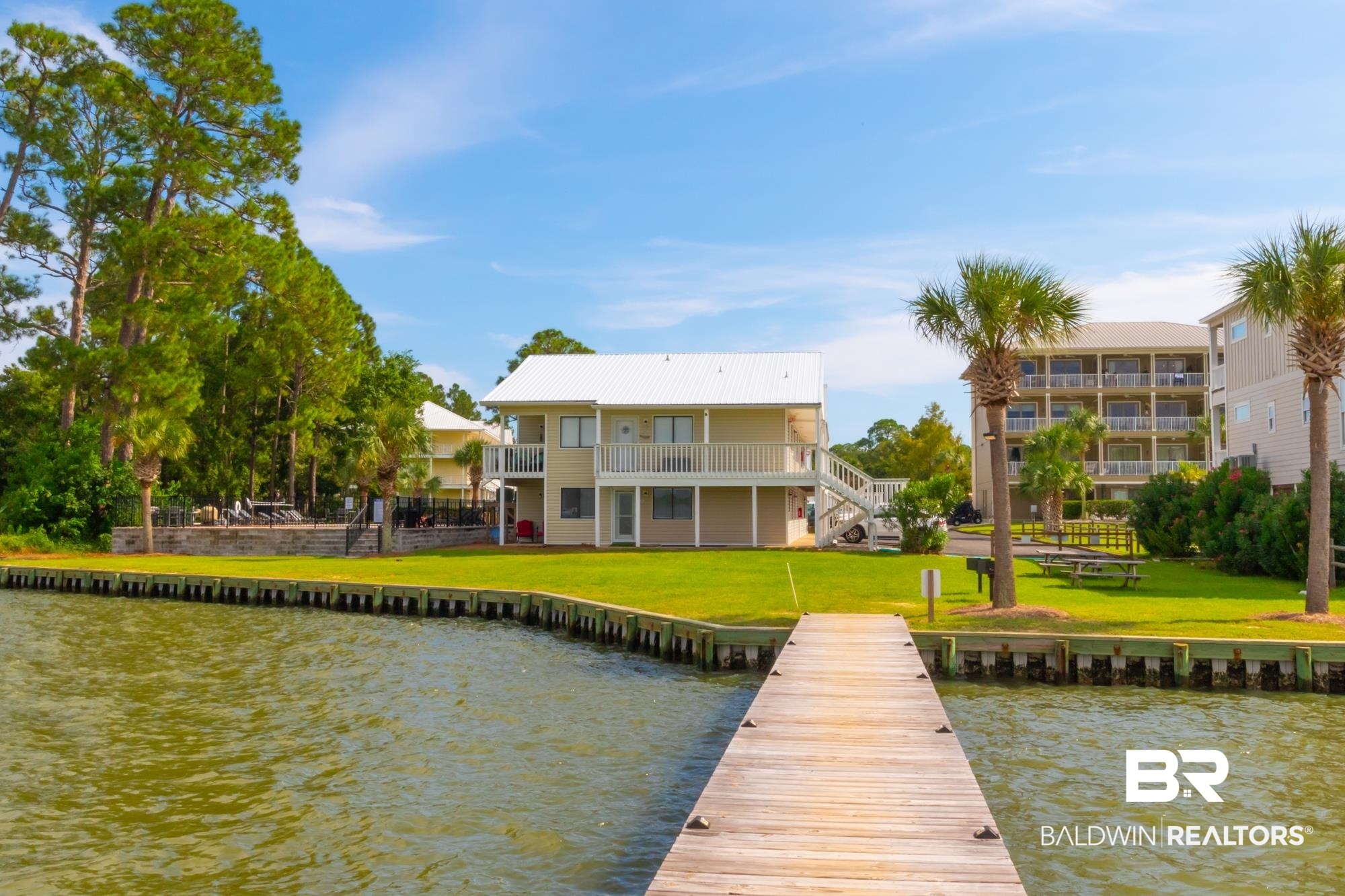 25925 -C Canal Road, Unit 203 Orange Beach, AL 36561 - Photo 54 of 57 Dock area featuring a balcony, a yard, and a water view