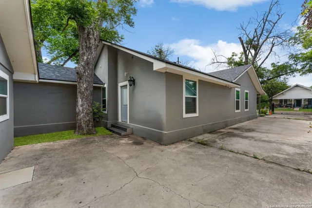 a view of a backyard with a garden