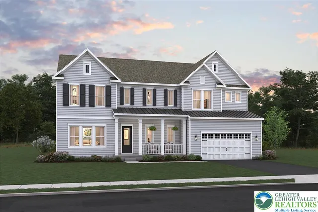 a view of a big house with a big yard and large trees