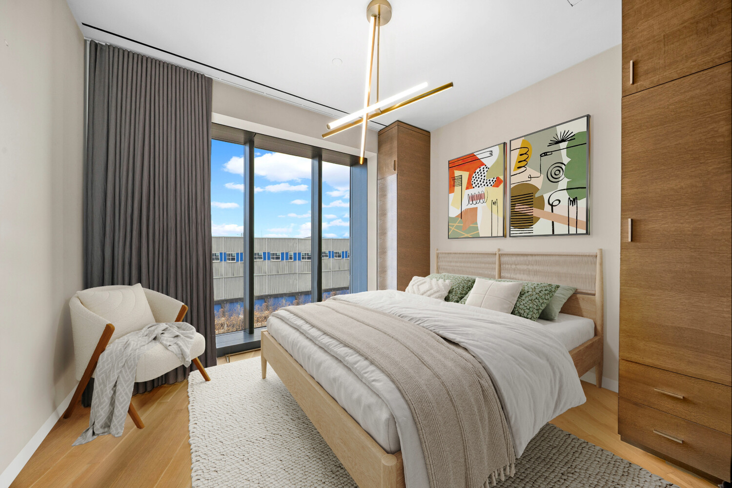 551 West 21st Street, Unit 4B Manhattan, NY 10011 - Photo 7 of 20 a bedroom with a bed and a painting on the wall