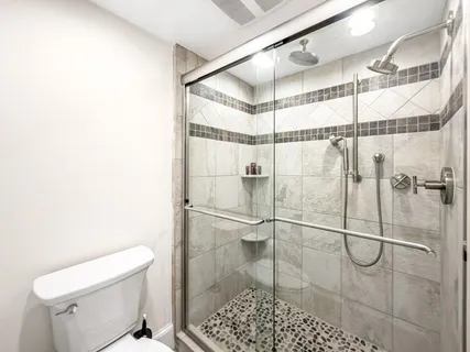 a bathroom with a shower