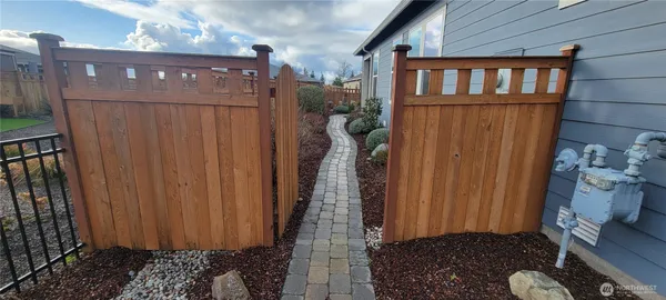 a view of a wooden door