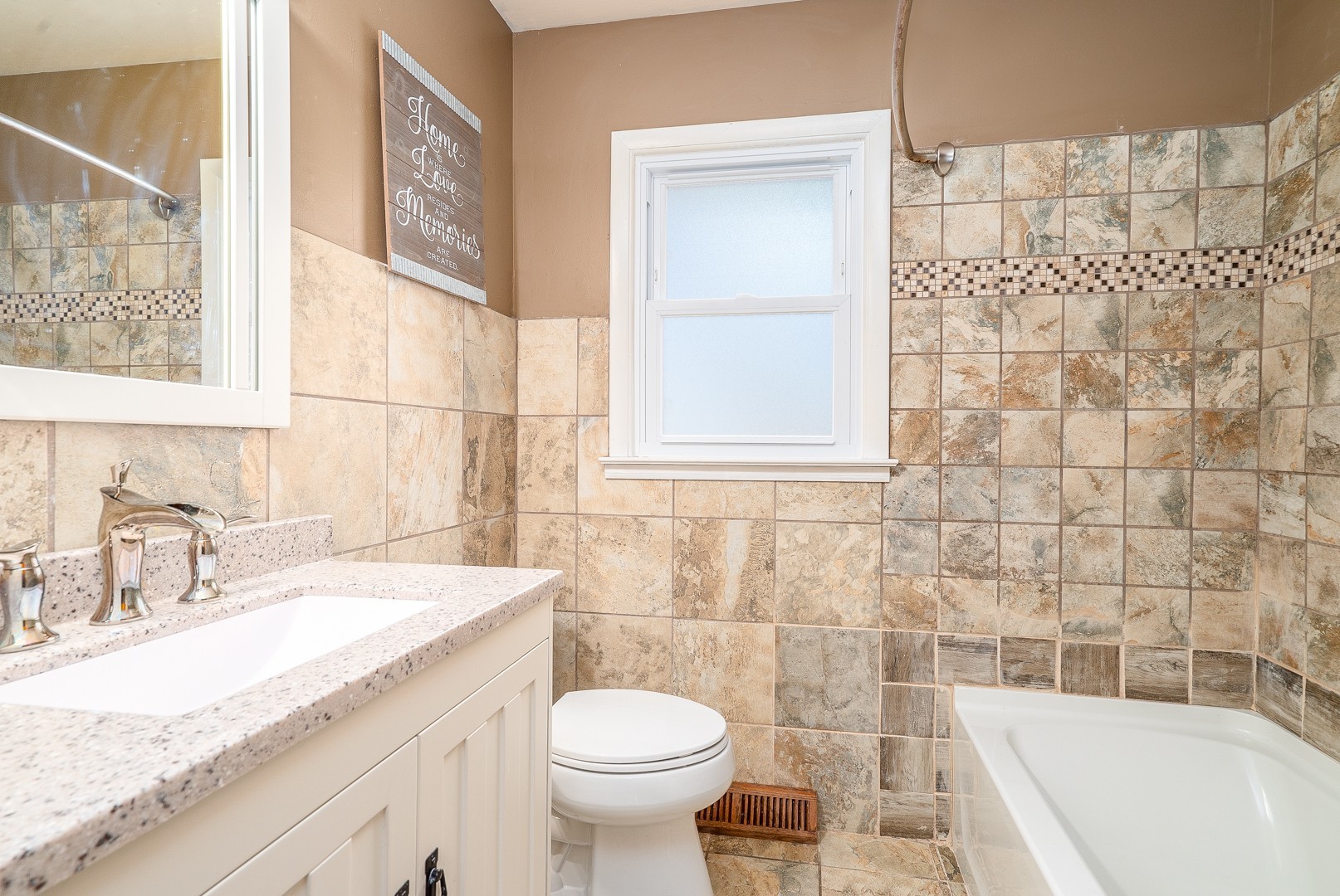 1425 Douglas Lane Crete, IL 60417 - Photo 11 of 19 a bathroom with a granite countertop bathtub sink vanity mirror and toilet