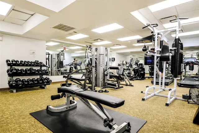 a view of a room with gym equipment