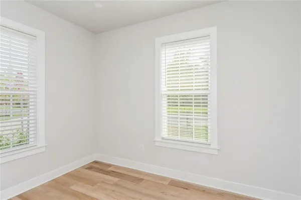 a view of a room that has a window in it