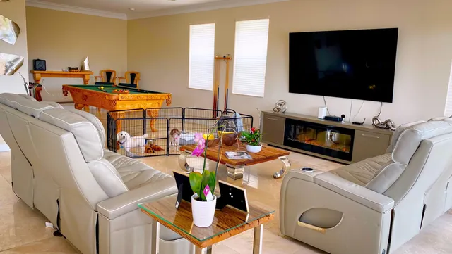 a bedroom with a bed and a table in it