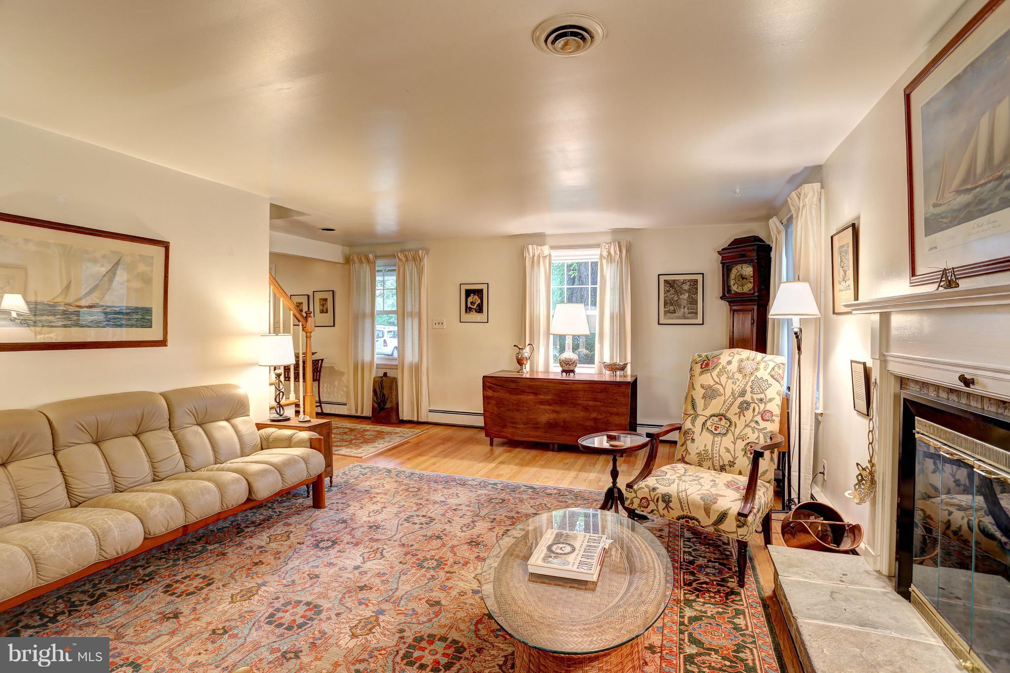 Living Room with wood burning fireplace