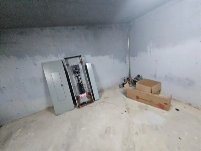 a backyard of a house with trampoline