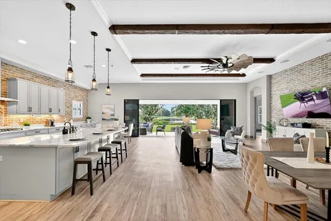 a living room with a couch and a table