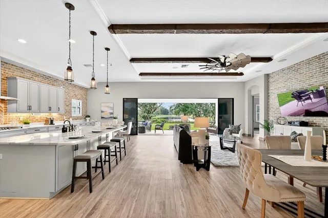 a living room with a couch and a table