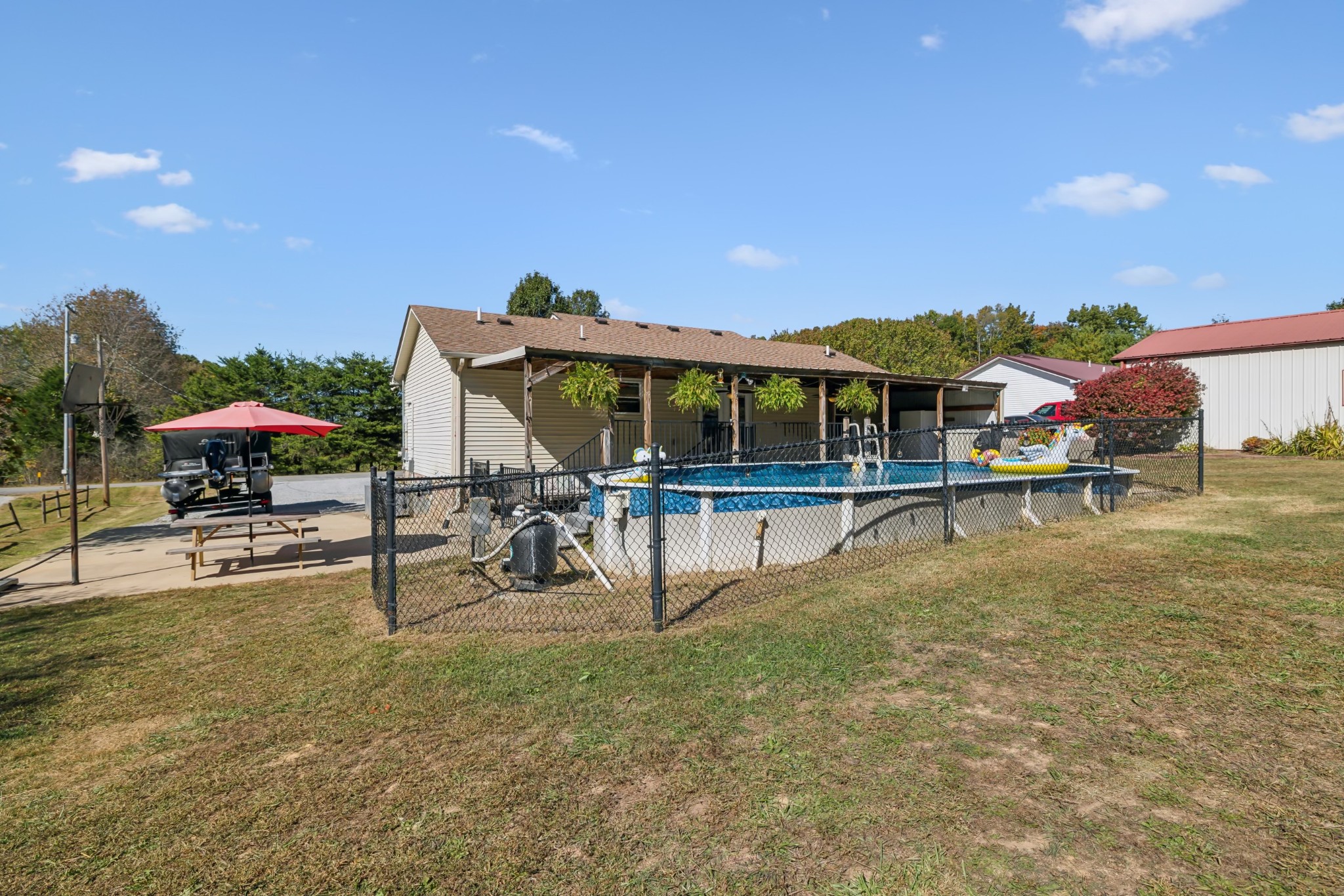 240 Hester Road Portland, TN 37148 - Photo 41 of 51 a view of a swimming pool with a table and chairs