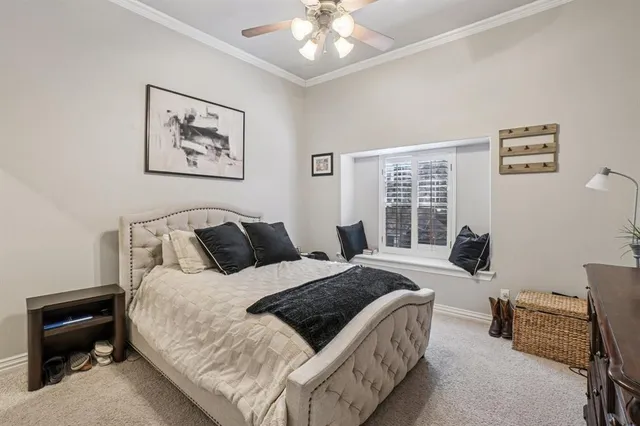 a bedroom with bed and a window