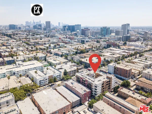an aerial view of a city