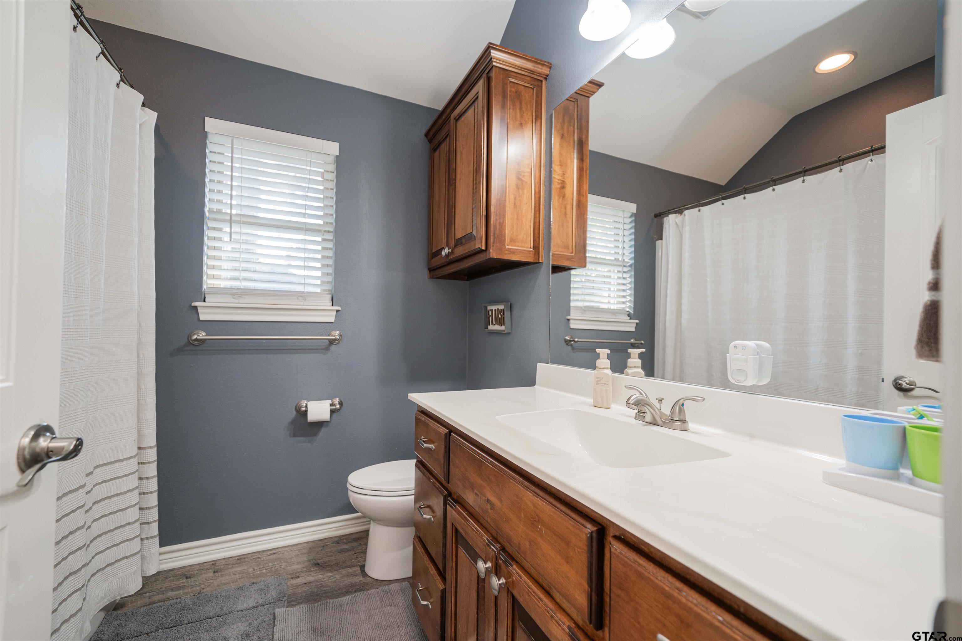 1001 Millstone Lane Chandler, TX 75758 - Photo 19 of 30 a bathroom with a sink a toilet and mirror