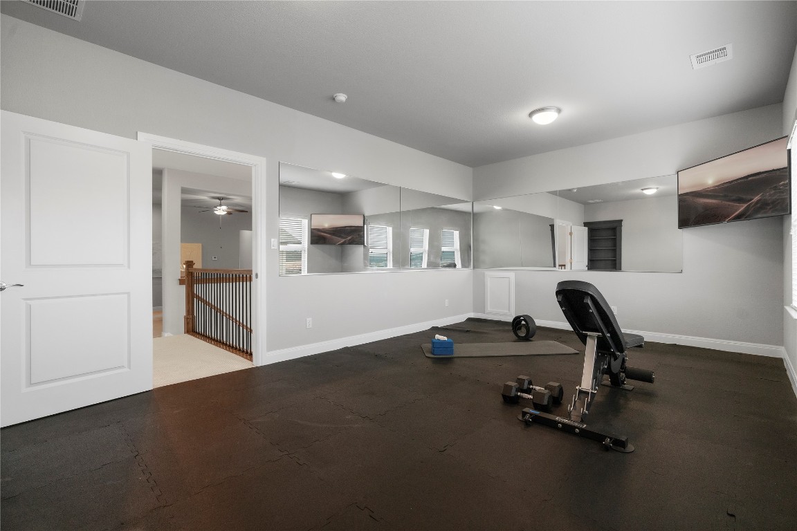 2033 Portobello Road Leander, TX 78641 - Photo 29 of 40 The fifth bedroom is currently suited for a home gym with reinforced subfloor.