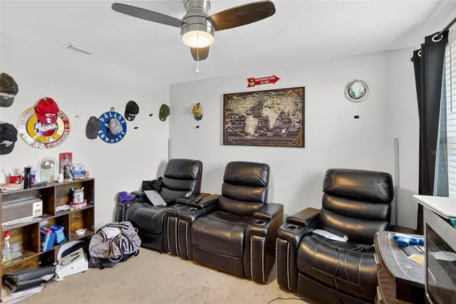 a building outdoor space with seating space