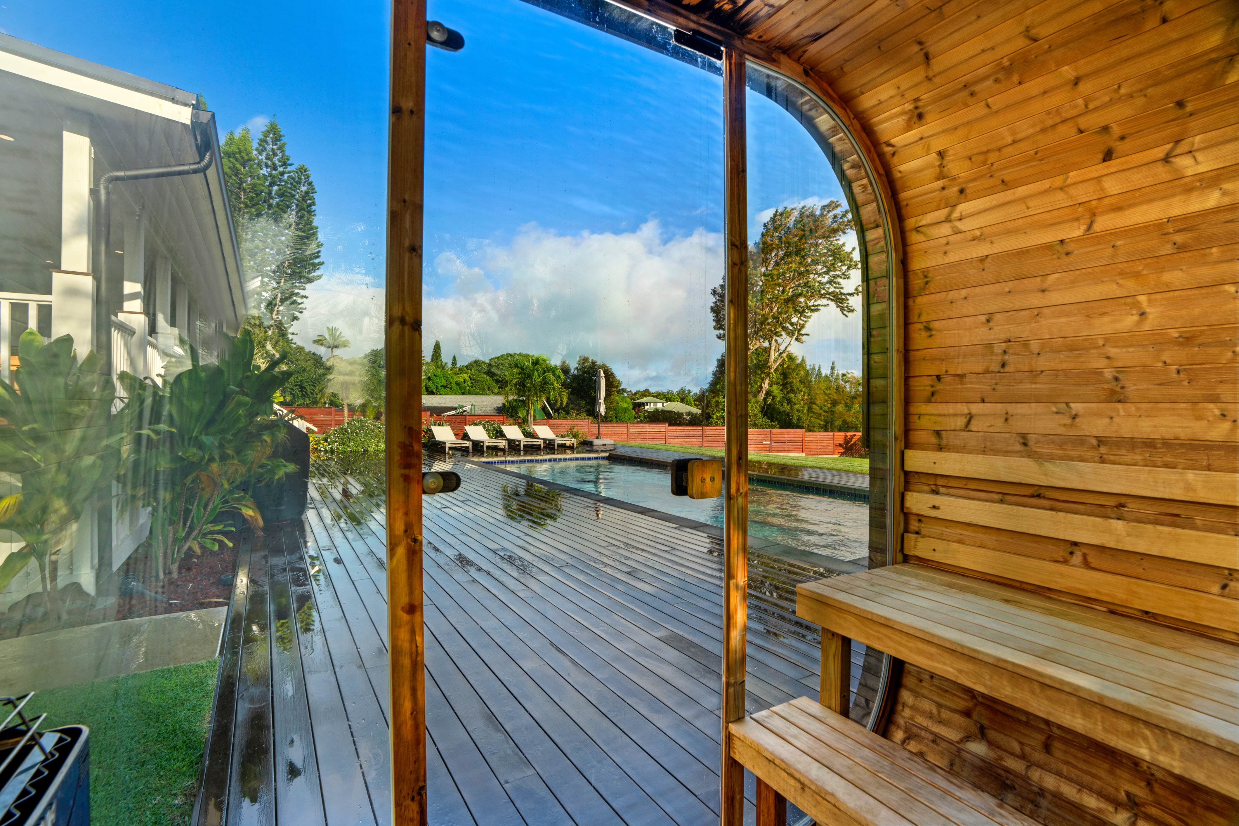4838 H Puuwai Road, Unit D Kalaheo, HI 96741 - Photo 23 of 25 a view of a balcony with wooden floor