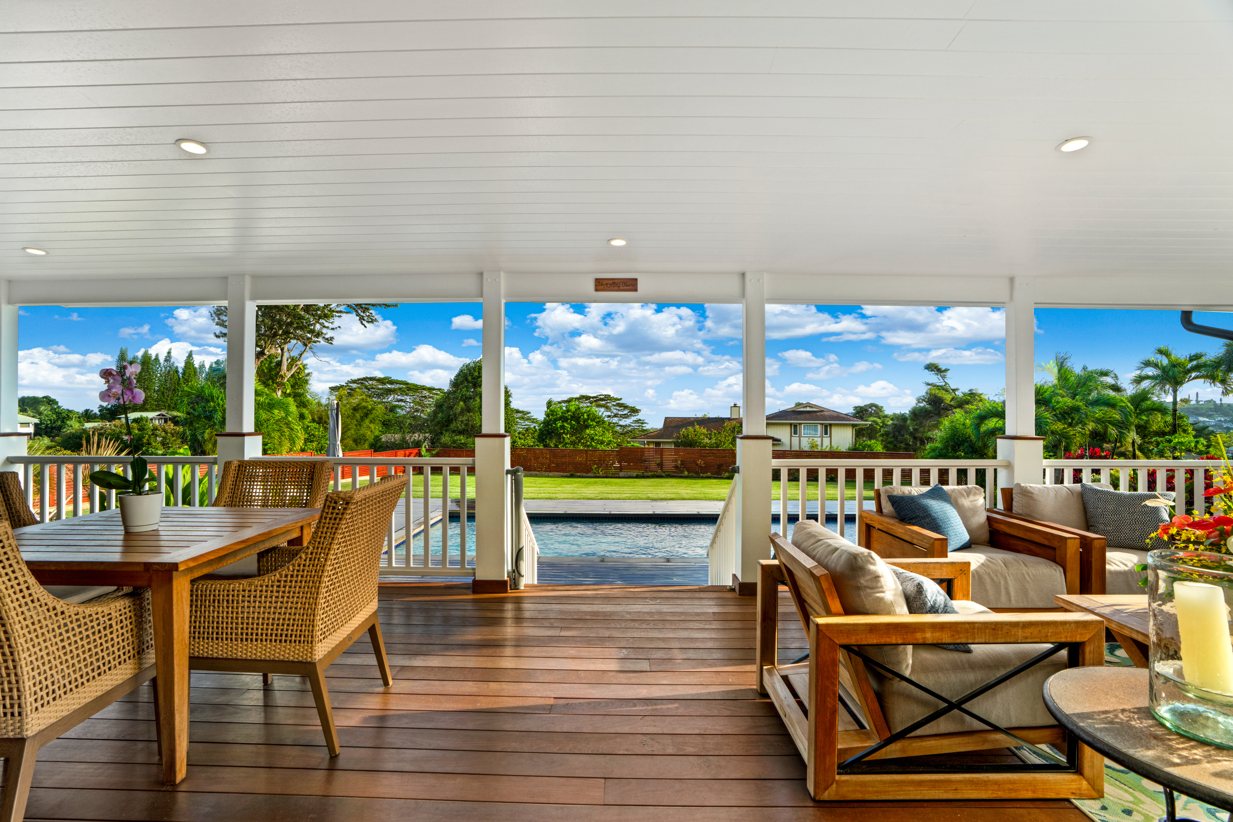 4838 H Puuwai Road, Unit D Kalaheo, HI 96741 - Photo 4 of 25 a view of a chairs and table in patio with a patio