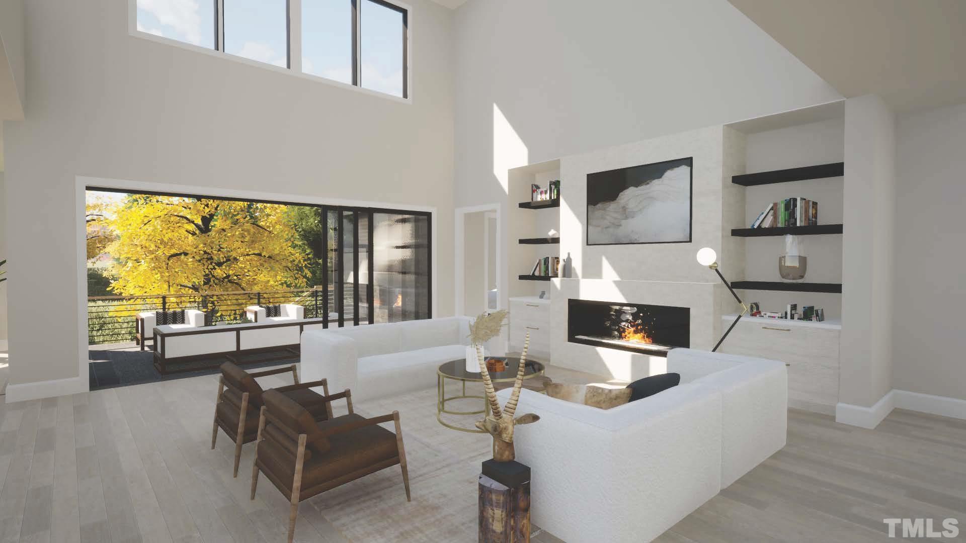 3300 Hampton Road Raleigh, NC 27607 - Photo 21 of 41 a living room with fireplace furniture and a large window
