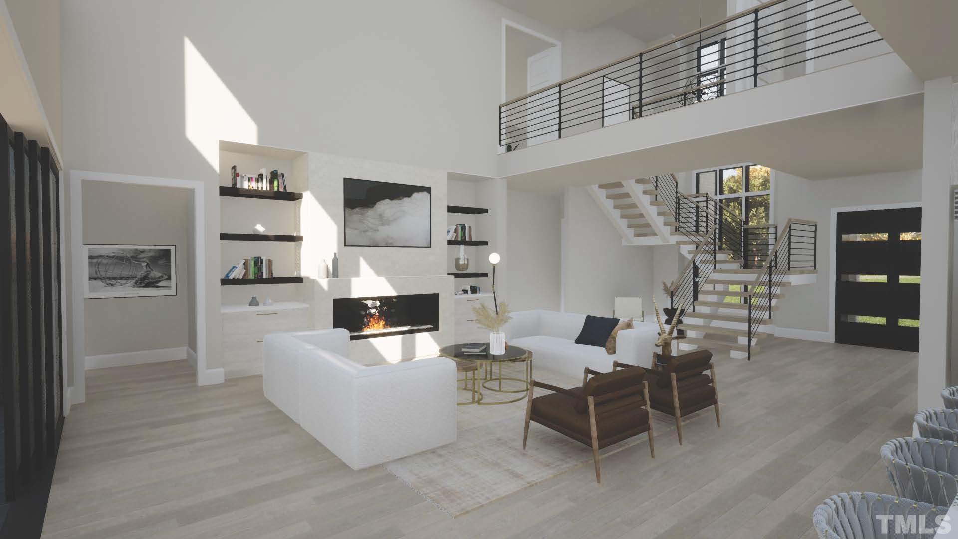 3300 Hampton Road Raleigh, NC 27607 - Photo 22 of 41 a living room with fireplace furniture and a wooden floor