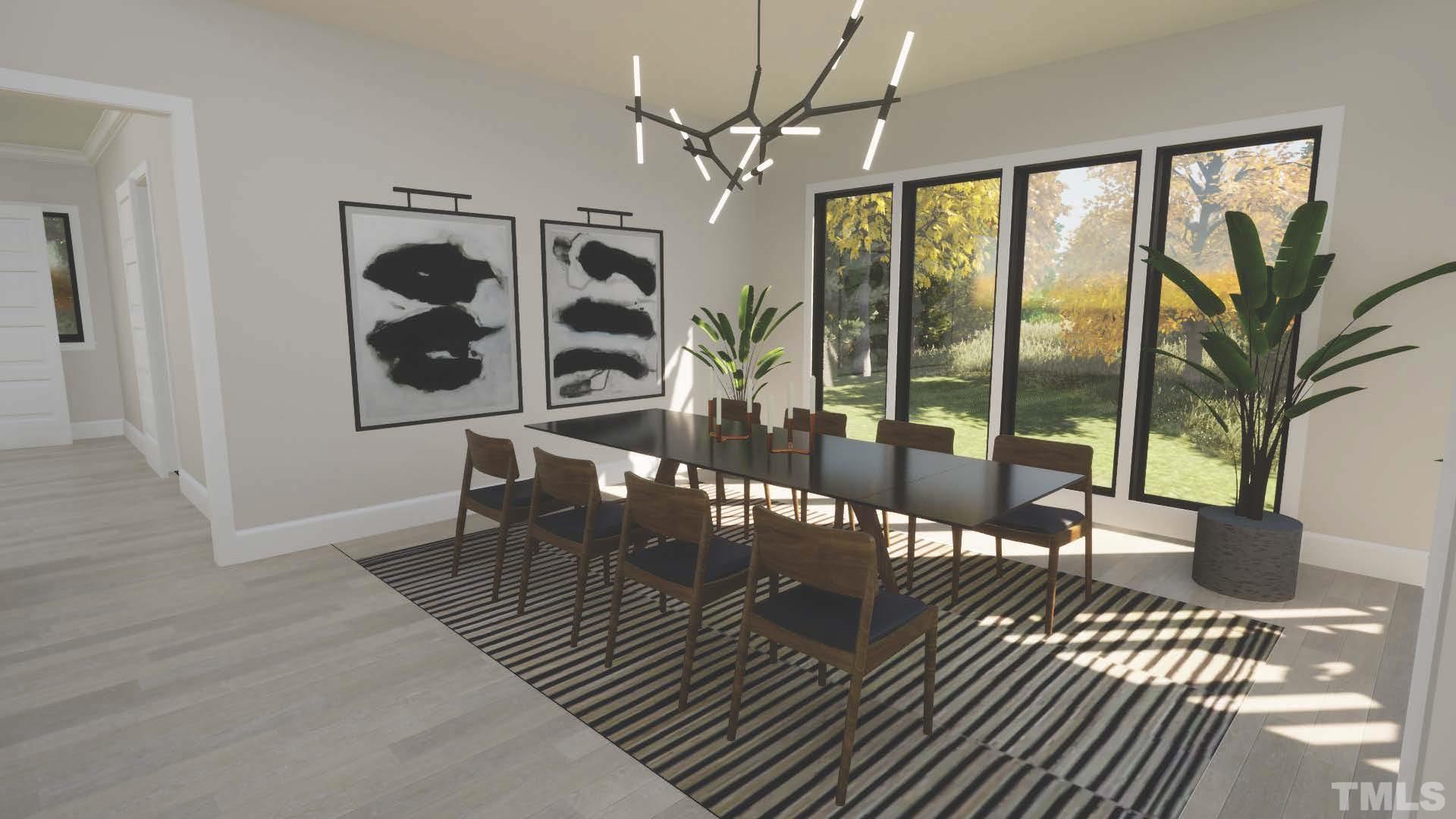 3300 Hampton Road Raleigh, NC 27607 - Photo 24 of 41 a view of a dining room with furniture a chandelier and wooden floor