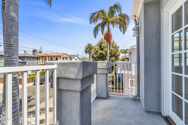 a view of roof deck with palm trees