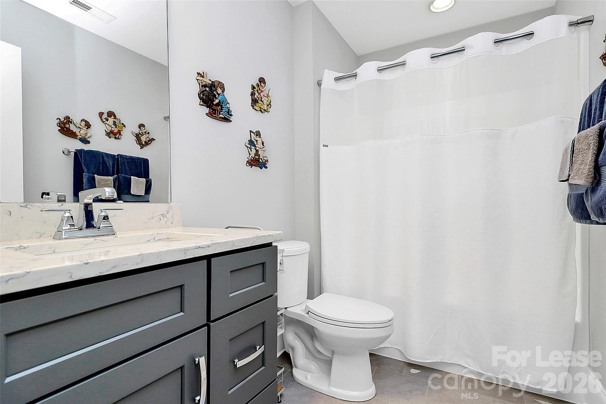 136 Preston Road Mooresville, NC 28117 - Photo 27 of 46 a bathroom with a sink a toilet and shower curtain