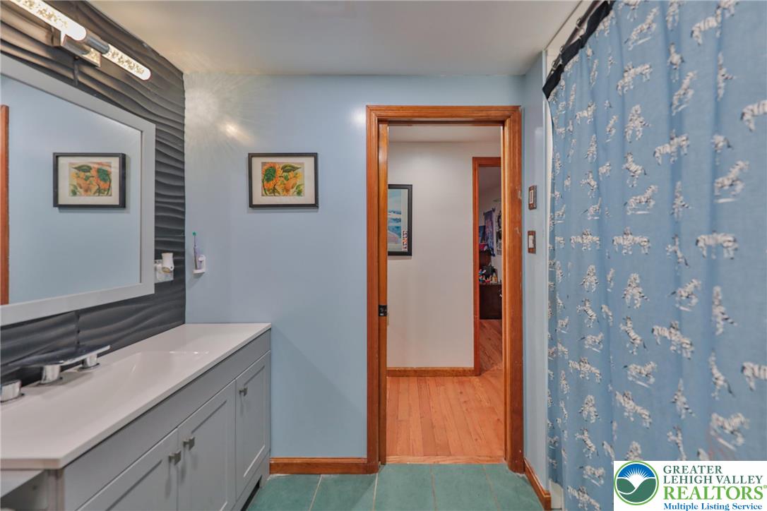 257 Hoffman Road Wind Gap, PA 18091 - Photo 15 of 52 a bathroom with a sink and a mirror