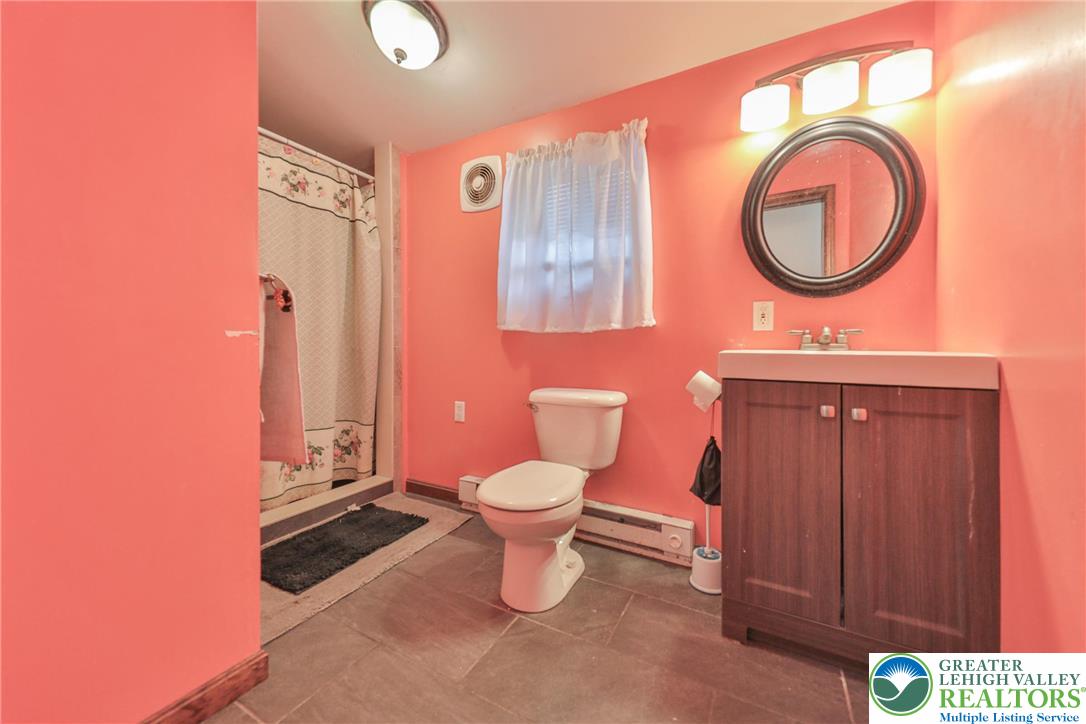 257 Hoffman Road Wind Gap, PA 18091 - Photo 44 of 52 a bathroom with a toilet a sink and a mirror