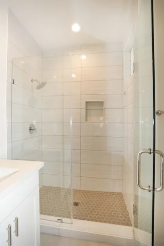 a bathroom with a shower
