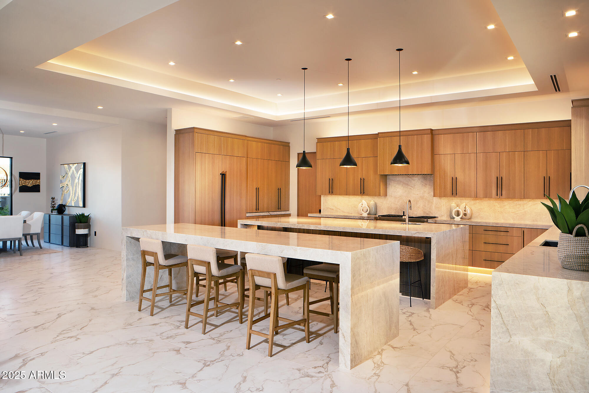 29646 North 109th Place, Unit 128 Scottsdale, AZ 85262 - Photo 7 of 45 a large kitchen with a large counter top furniture appliances and a view of living room