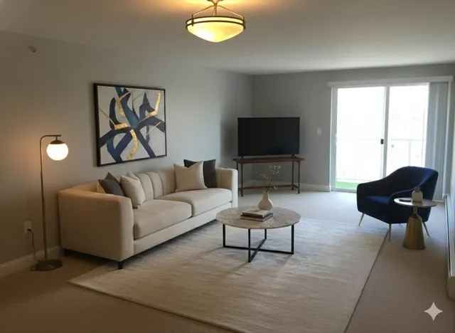 a living room with furniture and a flat screen tv