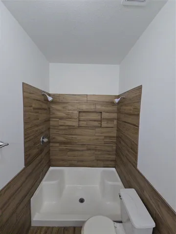 a bathroom with a bathtub
