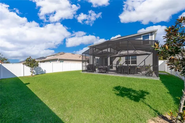 an aerial view of a swimming pool